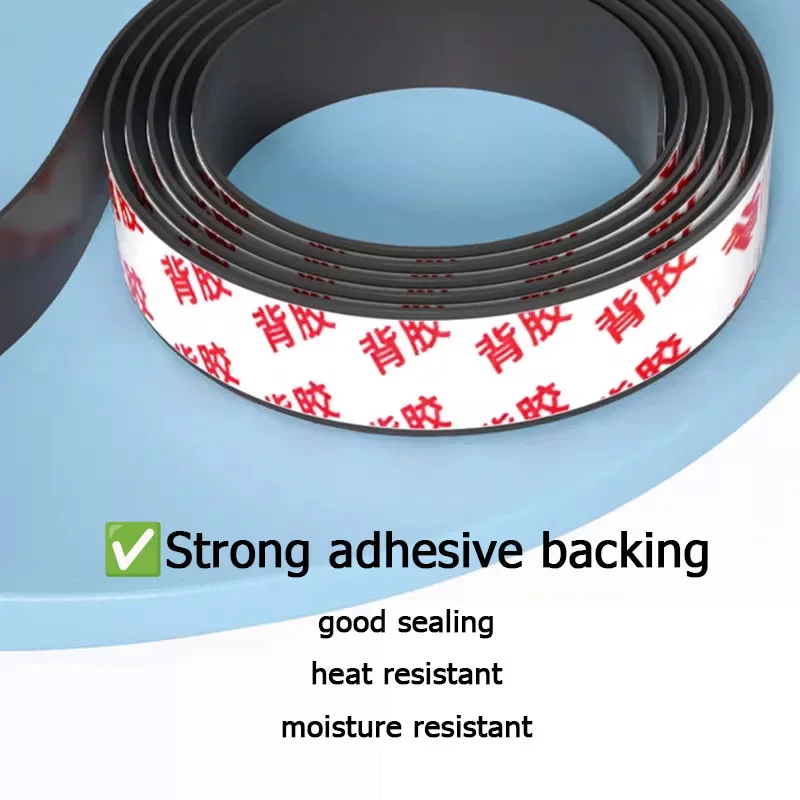 1/5/10M Black Silicone Rubber Strip Self Adhesive Seal Gasket Anti-skid Shock Absorption Sealing Strip Thickness 1/3/5/mm