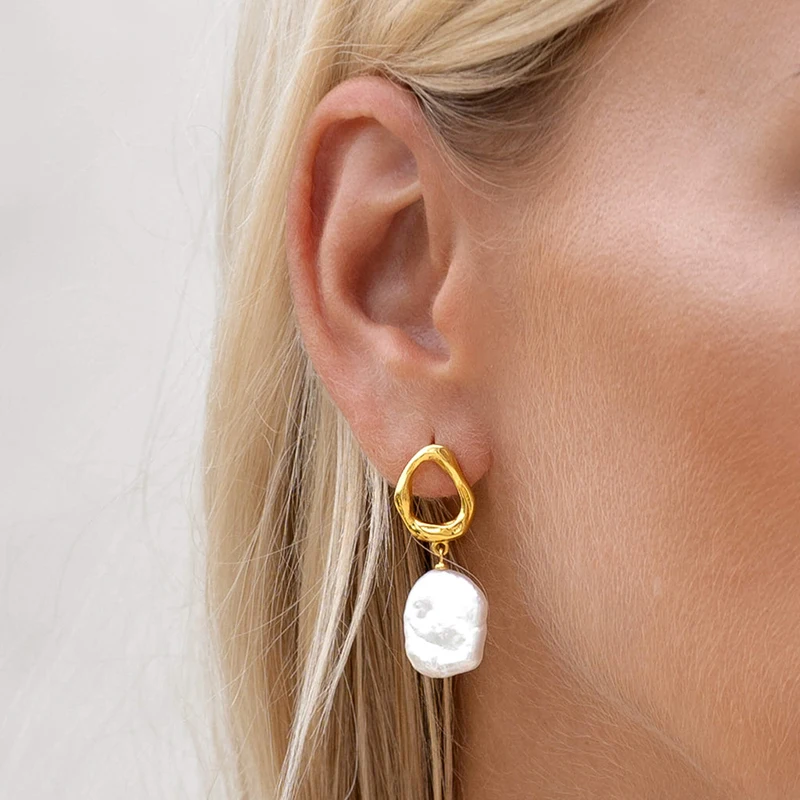 

Earrings 925 Sterling Silver Original Certificate Irregular White Shell Earrings For Women Fashion Free Shipping Fine Jewelry