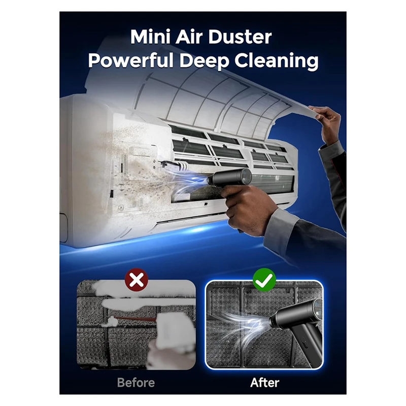 Compressed Air Duster, Portable Electric Air Duster for Computer, Car, Home, Office, Cordless Keyboard Cleaner-A25R