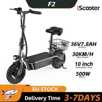 iScooter F2 Electric Scooter 500W Motor 30km/h Speed 36V7.8Ah Battery 10 Inch Pneumatic Tires Adult Foldable E-Scooter with Seat