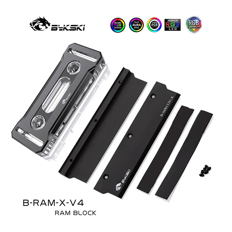 BYKSKI RAM RGB CPU Cooler RAM Heatsinks Use Memoria Ram Ddr4 Water Cooling Block for Dual Channel RAM Cooled RGB Radiator Copper