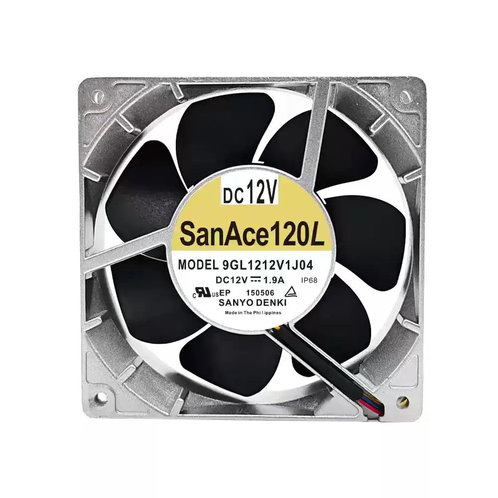 Original For Sanyo Denki 9GL1212V1J04 San Ace 120L Fan 12V 1.9A 12038 IP68 Waterproof Aluminum Frame Violent Exhaust Cooler