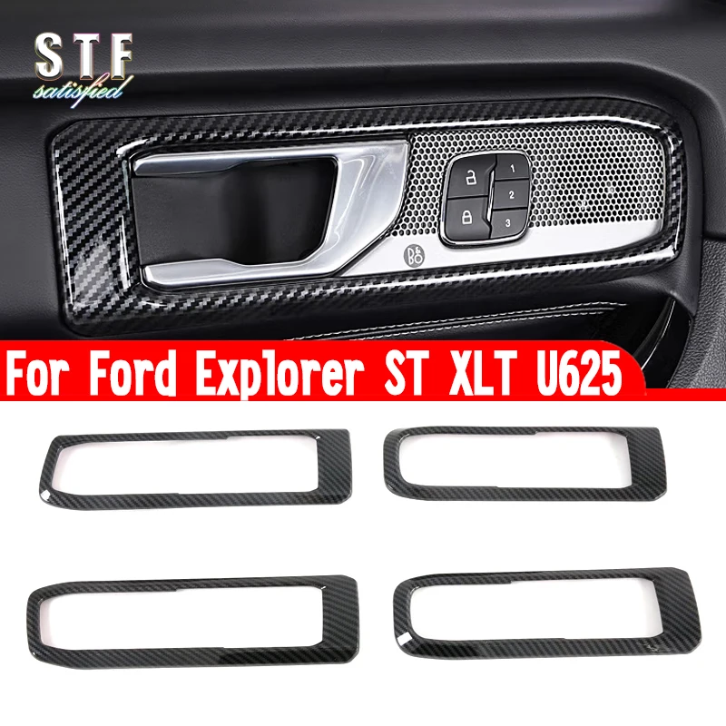 

Carbon Fiber Style Interior Door Handle Cover Trim For Ford Explorer ST XLT U625 2020 2021 2022 2023 Car Accessories Stickers W4