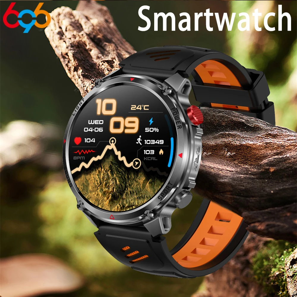 

LED Flashlight 1100mAh Large Battery Smartwatch Health Smart Watch Waterproof Men Outdoor 100+ Sports Fitness BT Call Compass