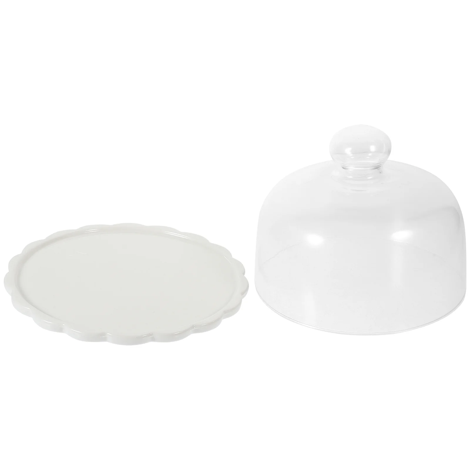 

Glass Cake Cover Transparent Food Cover Storage Lid for Bread Cupcakes Fruit Fresh-Keeping Display Plate