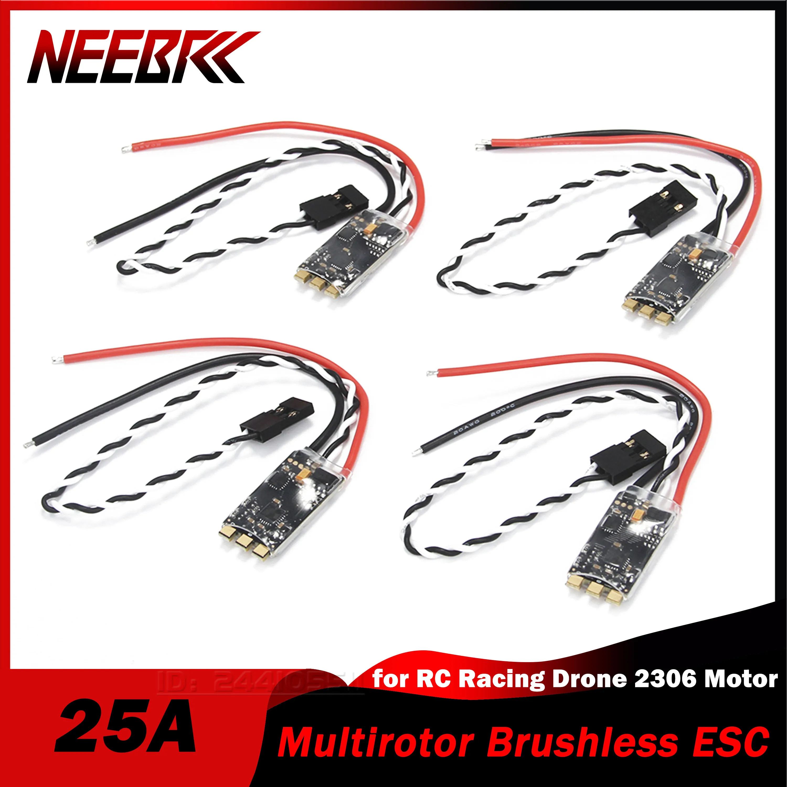 NEEBRC ES25 25A Multirotor Brushless ESC Speed Controller Blheli_S 2-4S for RC FPV Racing Drone Plane 2306 Motor Heewing F01 Toy
