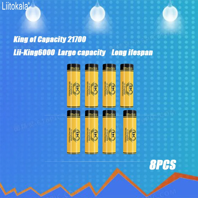 8PCS New LiitoKala 21700 King 6000mAh High-capacity 3.7V Rechargeable Li-ion Cells for Flashlight Power Bank Toys Torch