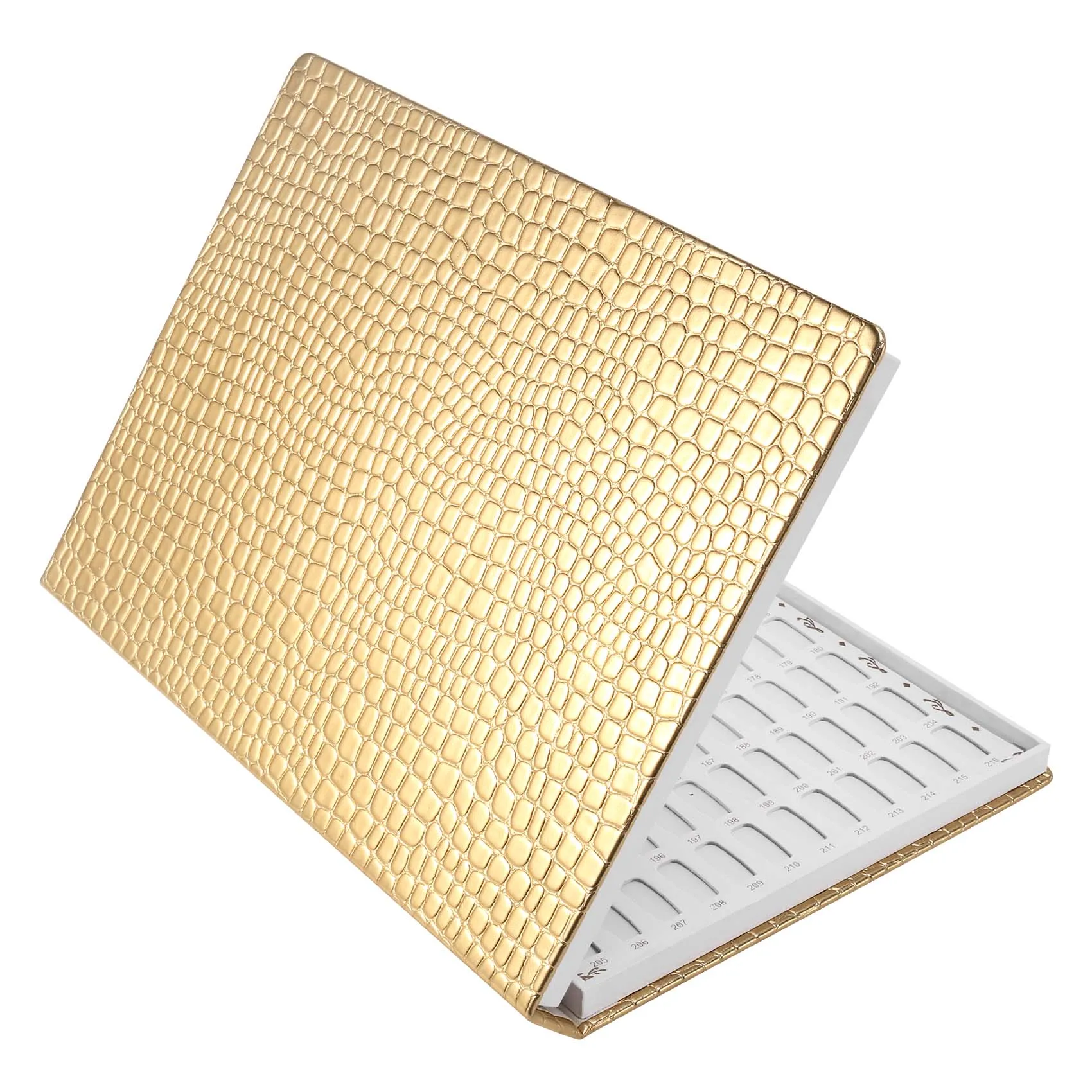 Libro de exhibición de puntas de uñas de 216 colores, estante de exhibición de arte de uñas DIY, tabla de tarjetas de colores de Gel, tablero de exhibición de pintura dorado