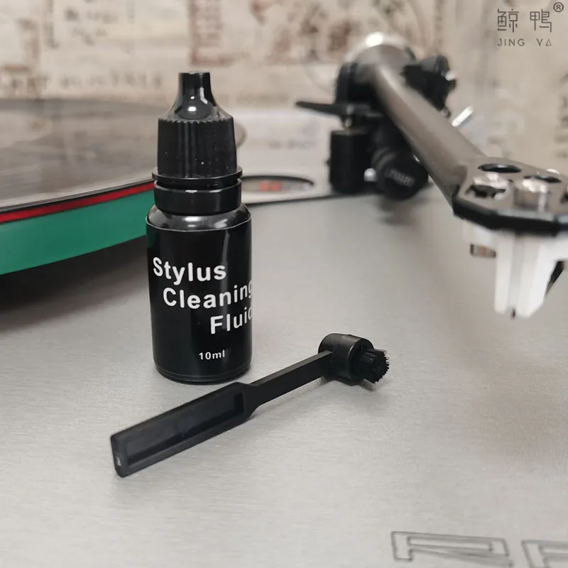 뜨거운 유용한 정전기 방지 탄소 섬유 브러시 + 10ml 바늘 솔루션 클리너 레코드 청소 키트 용 턴테이블 스타일러스 청소 유체