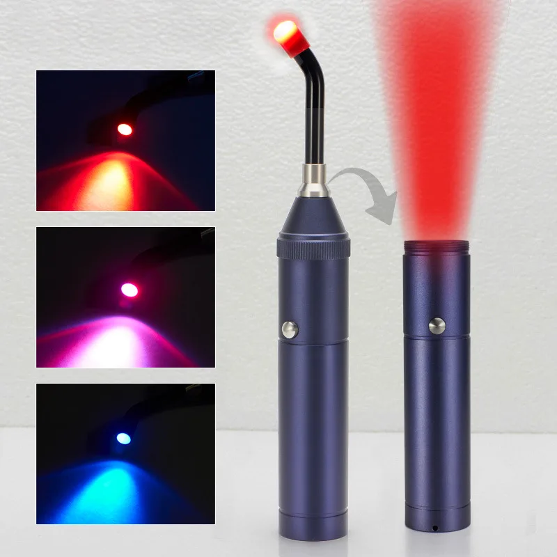 Profession Red Blue Light LED Physiotherapy Flashlight Canker Sore Treat Devices Light Therapy Devices Nose Lip Ears Body Muscle