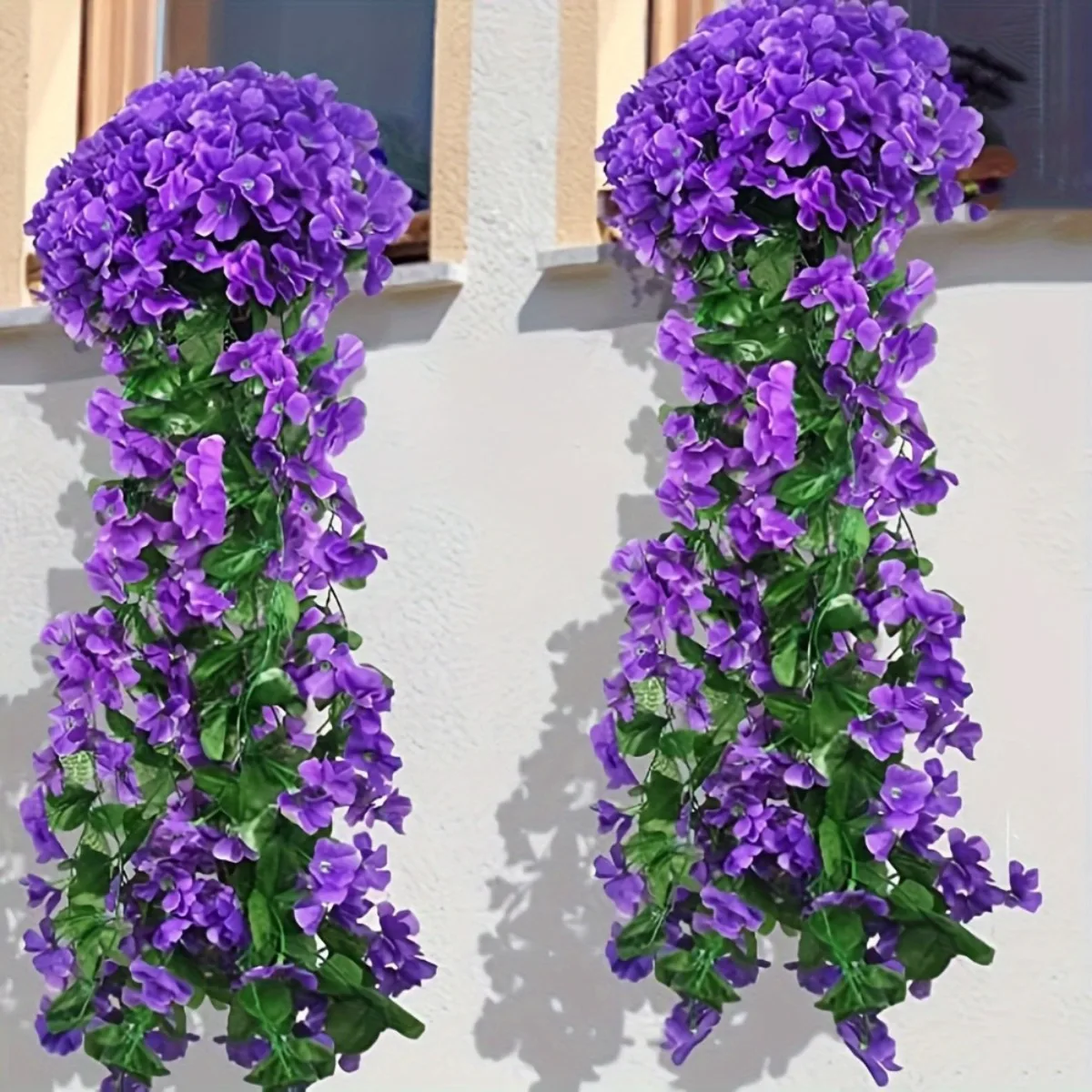 2 Pcs Violet Ivy Flowers Lifelike Hanging Plant 31.5in Artificial Hanging Flowers Decorations for Home Wedding Garden Decor