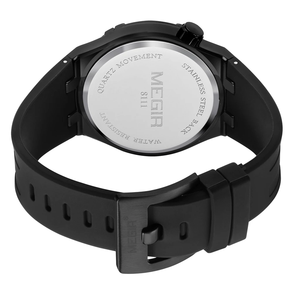 MEGIR Analog Quartz Watch for Men Silicone Strap Alloy Case Wateproof Luminous Men\'s Wristwatches Stereoscopic 3D Dial