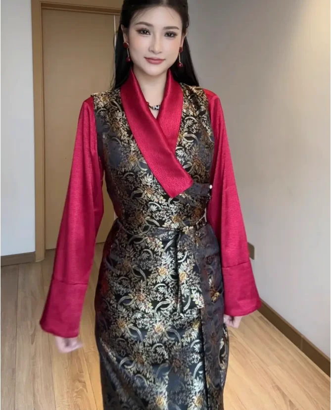 

Chiese Xizang Women's Two-piece Ethnic Style Long Skirt