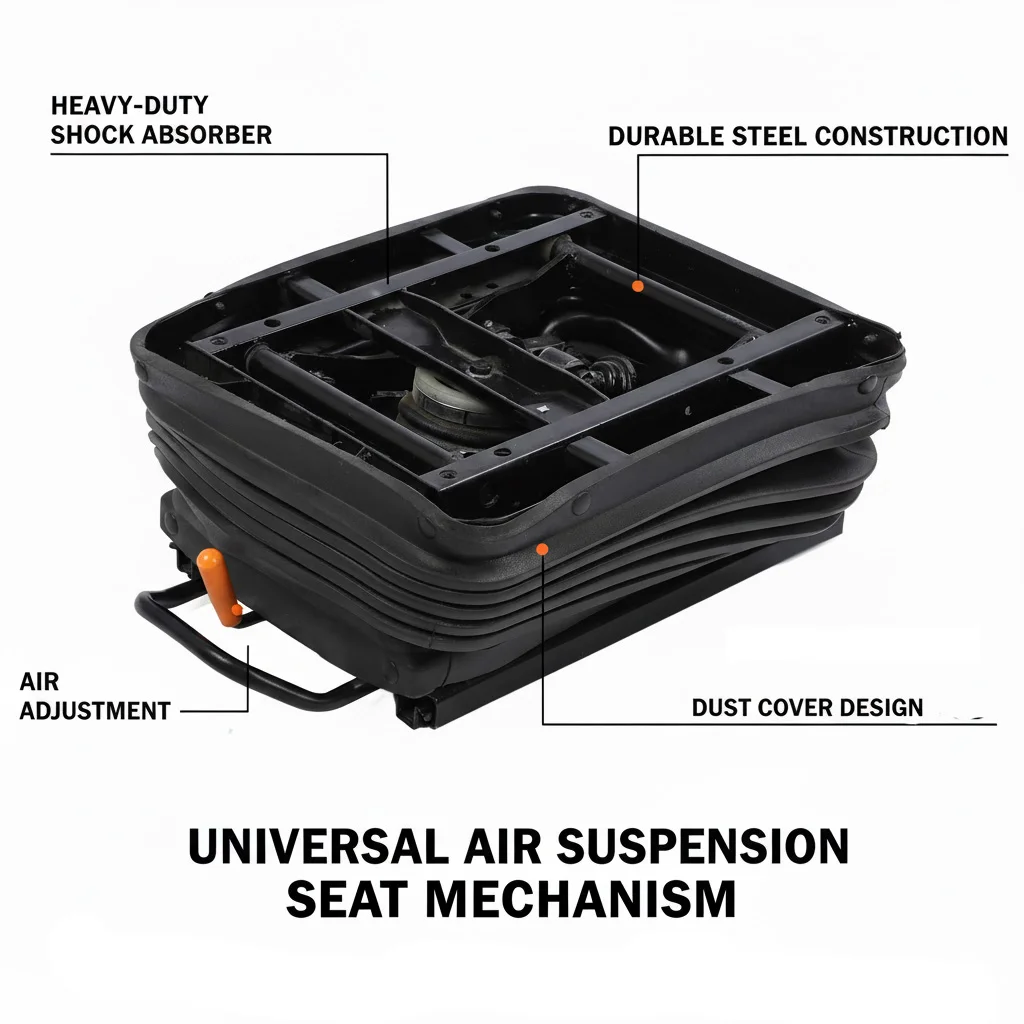 

Основание амортизатора сиденья тяжелого пневматического грузовика с пылезащитным чехлом, подходит для грузовиков, тракторов и строительных машин.