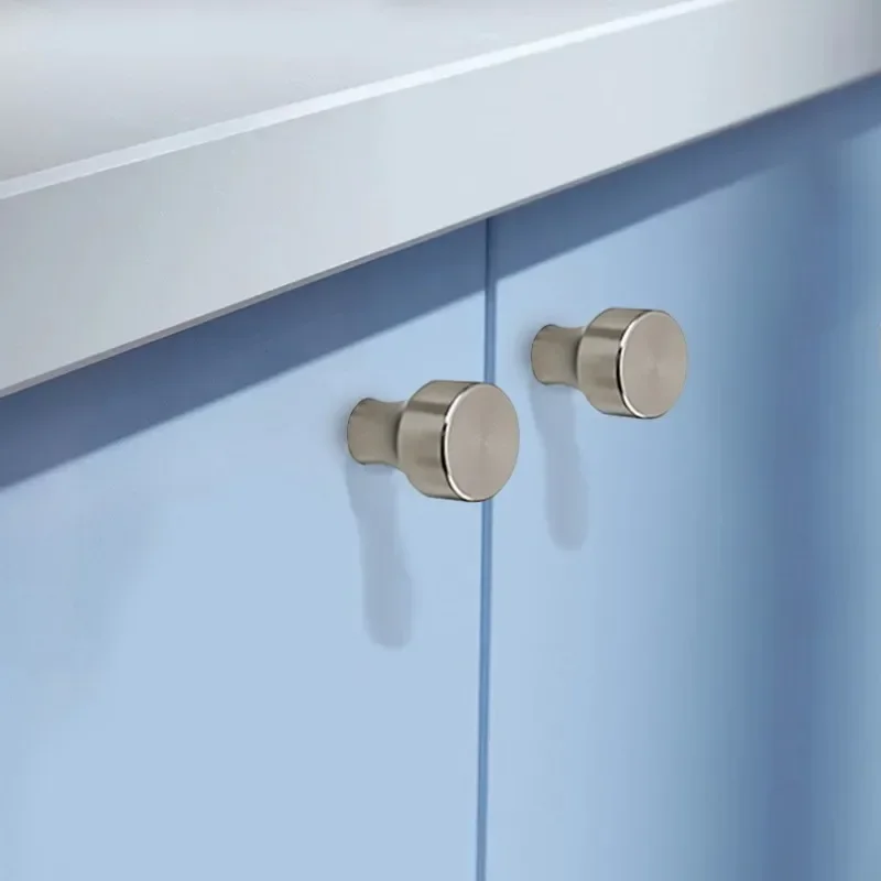 Wohndekoration Silberner Aluminium-Einlochgriff Moderner Kleiderschrank Schublade Runder Knopf Küchenschrank Möbel Kleiner Türgriff – Detail 3