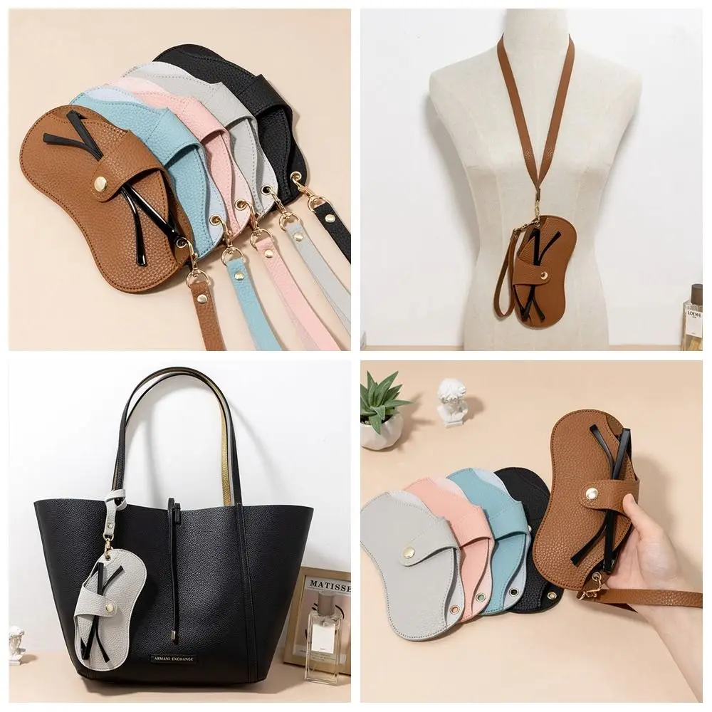 

Printing PU Leather Glasses Bag Hanging Neck Eyewear Protector Case Glasses Storage Bag with Hanging Buckle Pendant