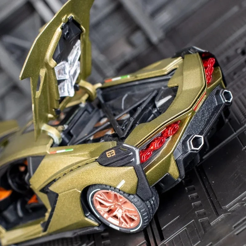 Para puertas de modelo de coche de aleación Lamborghini sian de simulación 1:24 y maletero del capó del motor se puede abrir detalles ricos mano de obra fina