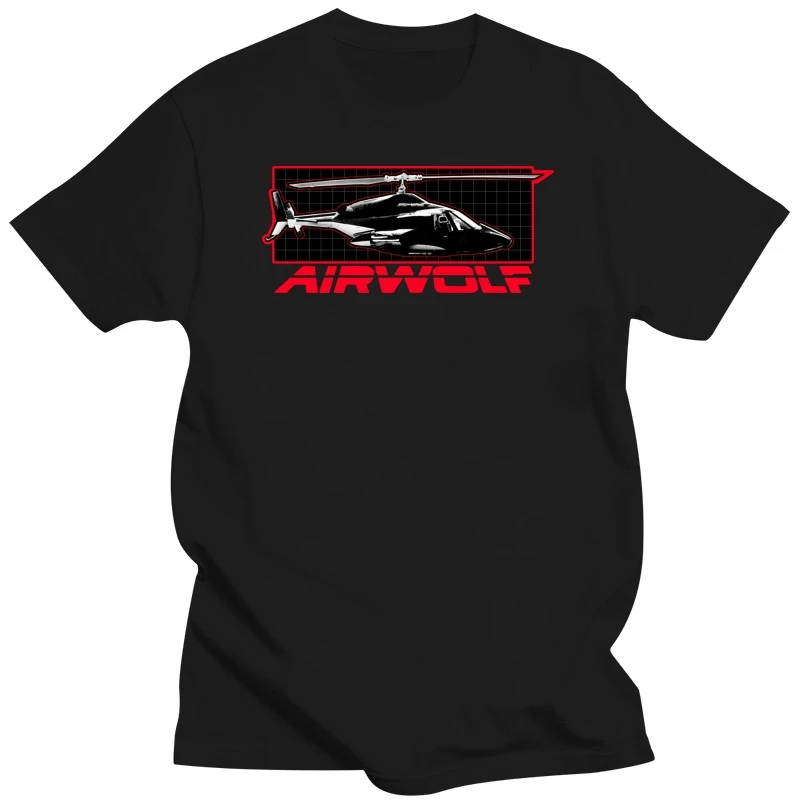 Tshirt men cotton tops Airwolf TV Series Air Wolf Helicopter on Grid Licensed Tee Shirt Black men t shirt euro size