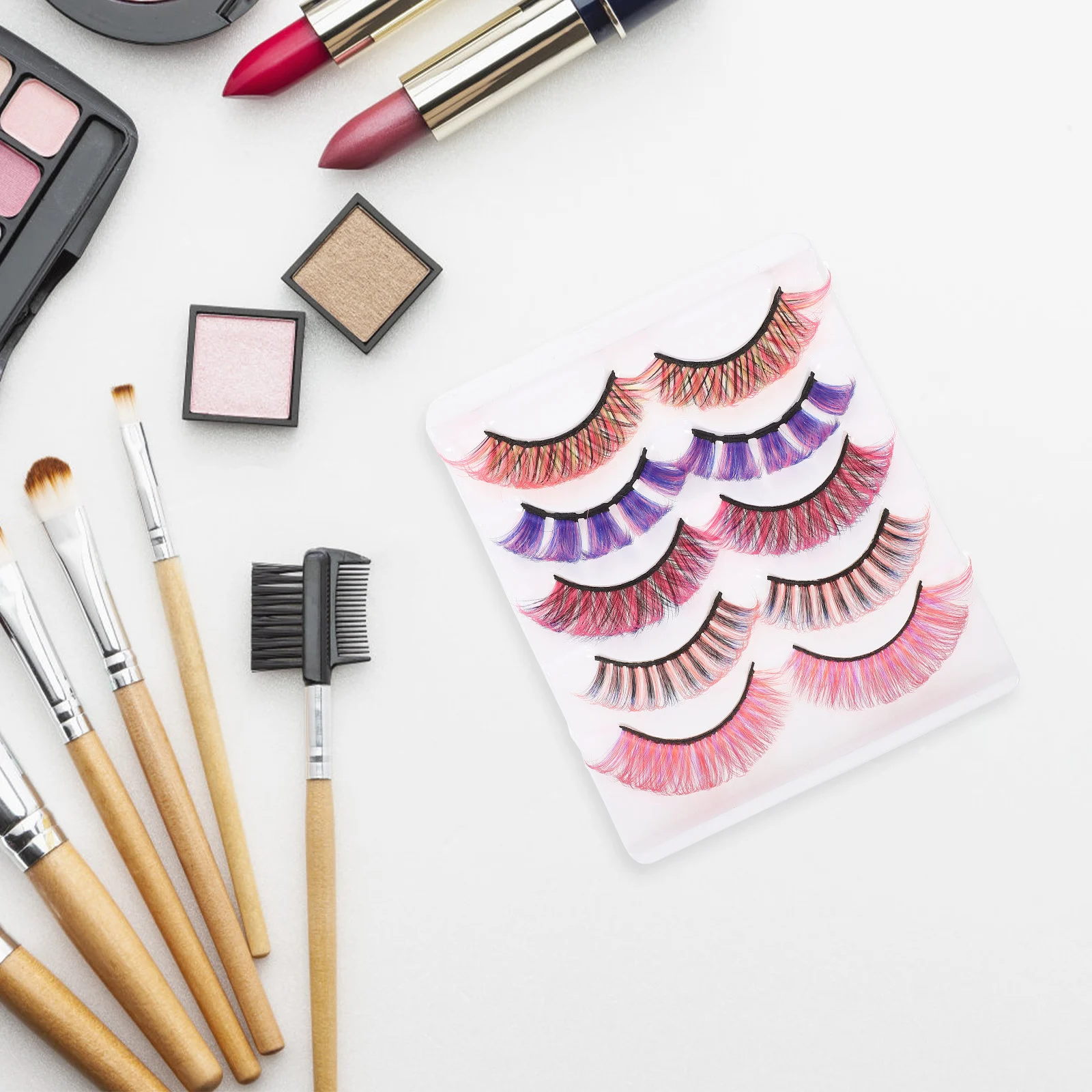 

Colored Eyelashes False Lashes Reusable Artificial Natural Looking Party Makeup Smoky Female Charm Attractive Eyes
