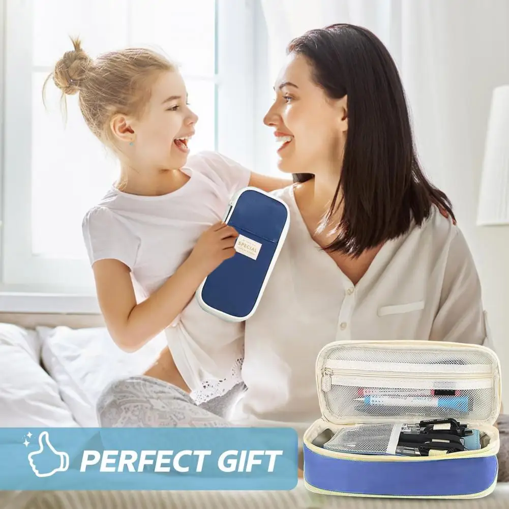 Capacity Pencil Case Expandable Canvas Pencil Case with Zipper Closure Capacity Stationery Holder for Pens for School