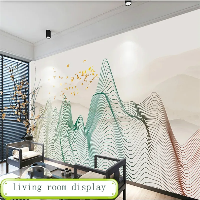 

Chinese Modern Minimalist Wall Paper 3D Abstract Lines Landscape Mural Wallpapers for Living Room TV Background Walls 3D Murals