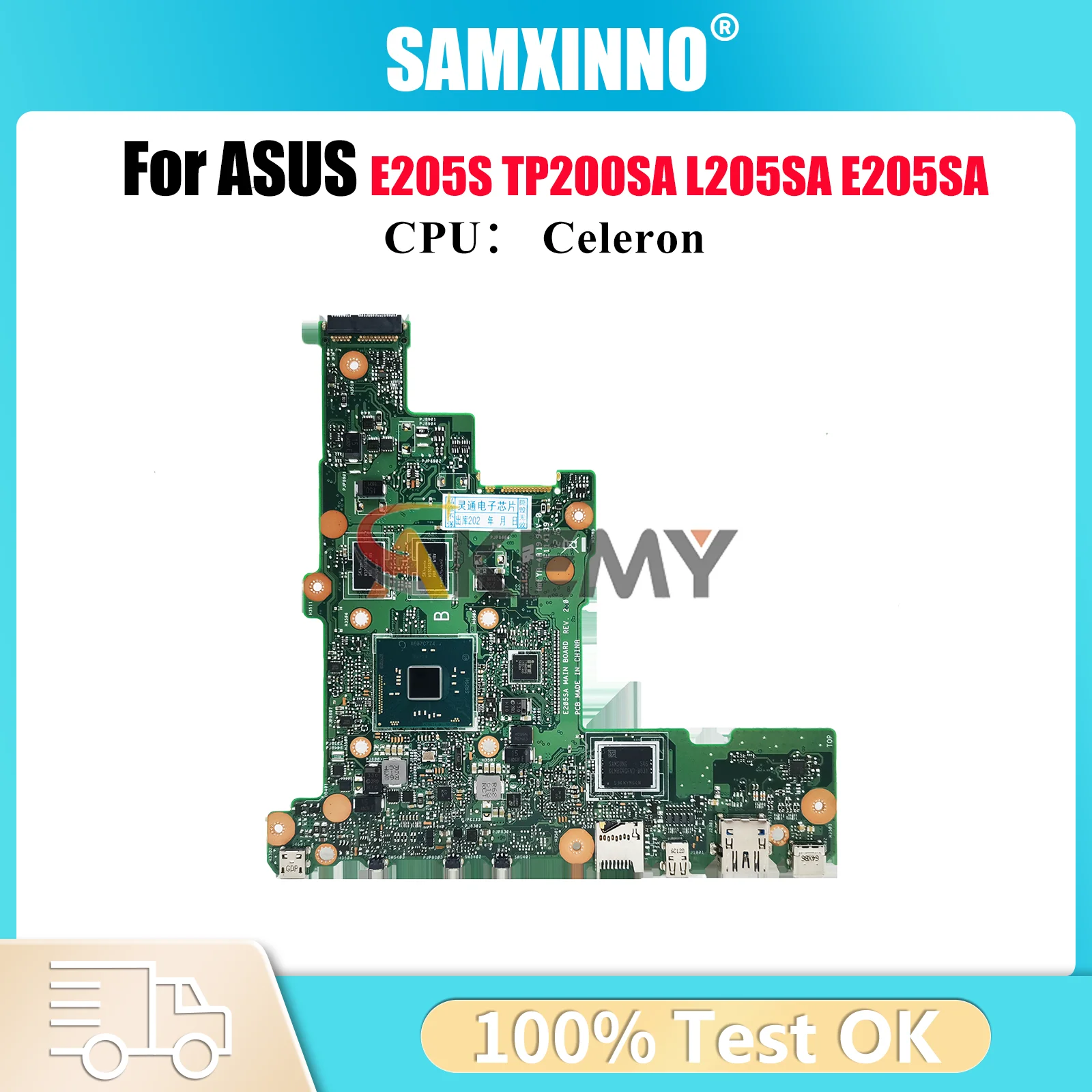 

E205SA Laptop Motherboard For ASUS EeeBook TP200SA E205S E205S E205SA L205SA Notebook Mainboard With Celeron CPU 104% tests OK