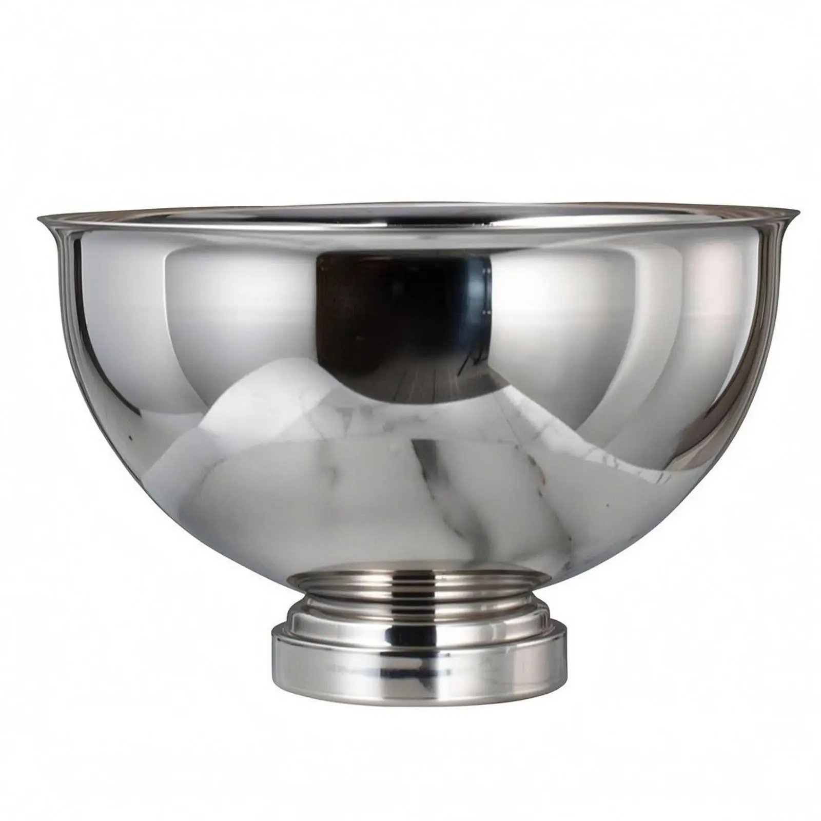 Durable Steel Ice Bucket for Champagne and Wine Round Bowl Shape with Glossy Finish Raised Pedestal Base for Serving
