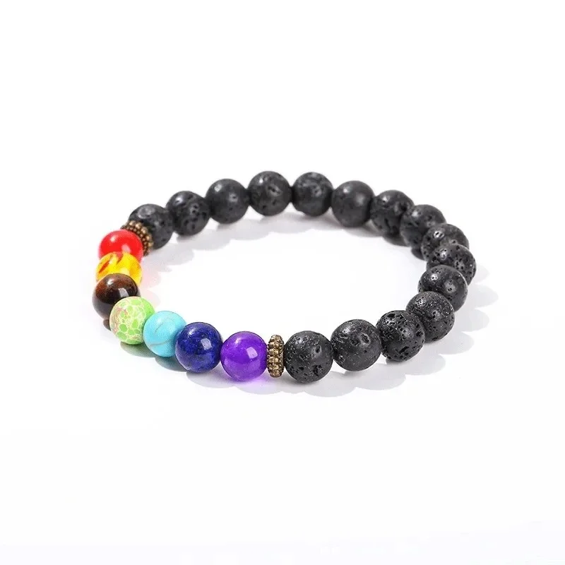 JD الحجر الطبيعي ثمانية كواكب حبة أساور الرجال النساء الكون سبعة شقرا الإسورة اليوغا التوازن غالاكسي الشمسية معصمه مجوهرات #4