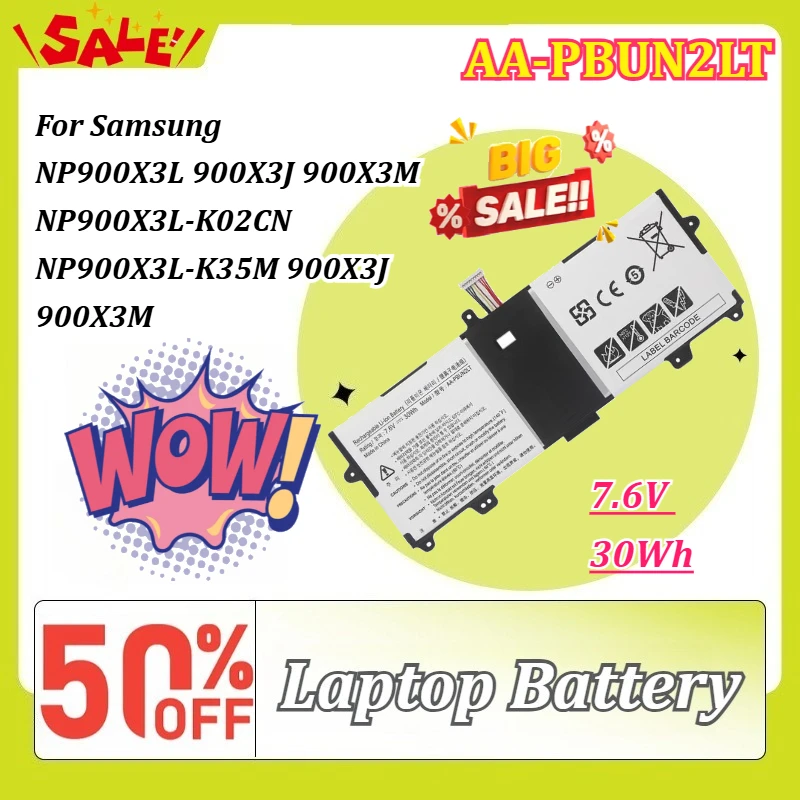 

7.6V 30Wh AA-PBUN2LT Laptop Battery For Samsung NP900X3L 900X3J 900X3M NP900X3L-K02CN NP900X3L-K35M 900X3J 900X3M AA-PBUN2QT