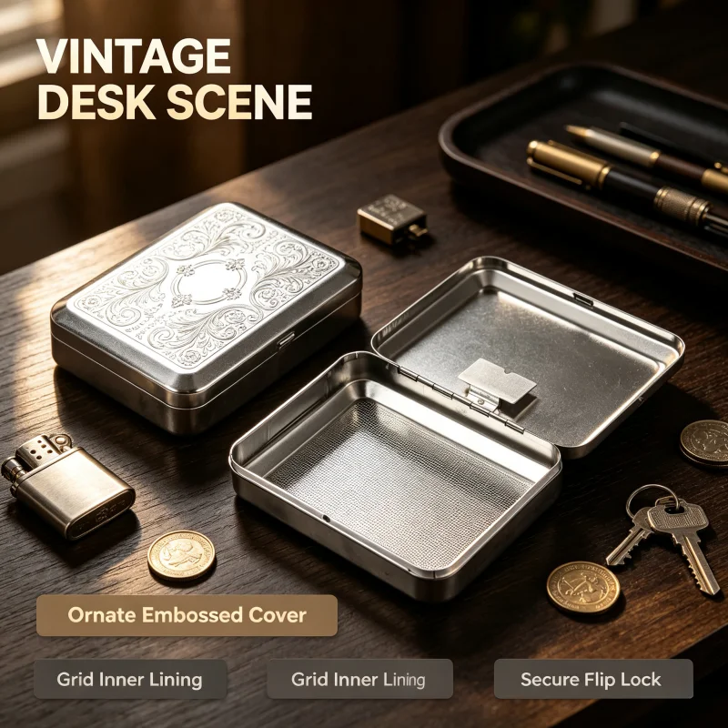 Metal Standard Capacity Tobacco Box Horizontal Built-in Clamp 4-in-1 Multi-Purpose Structure Outdoor Smokers Trendy Smoking Tool
