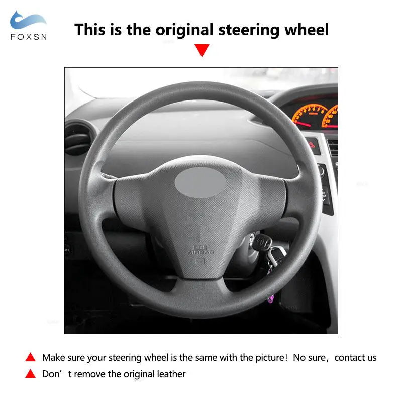 Perforated Leather Hand Stitched Steering Wheel Cover Trim For Toyota RAV4 2006-2012 Vios 2008 2009 2010-2013 Yaris 2007-2011