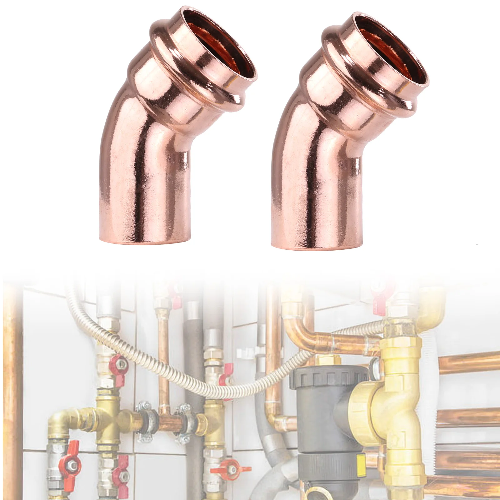 Copper Press-Fit Fittings Multi-Purpose 45-Degree Street Elbow Copper Pipes Welding Connector Home Plumbing Accessories