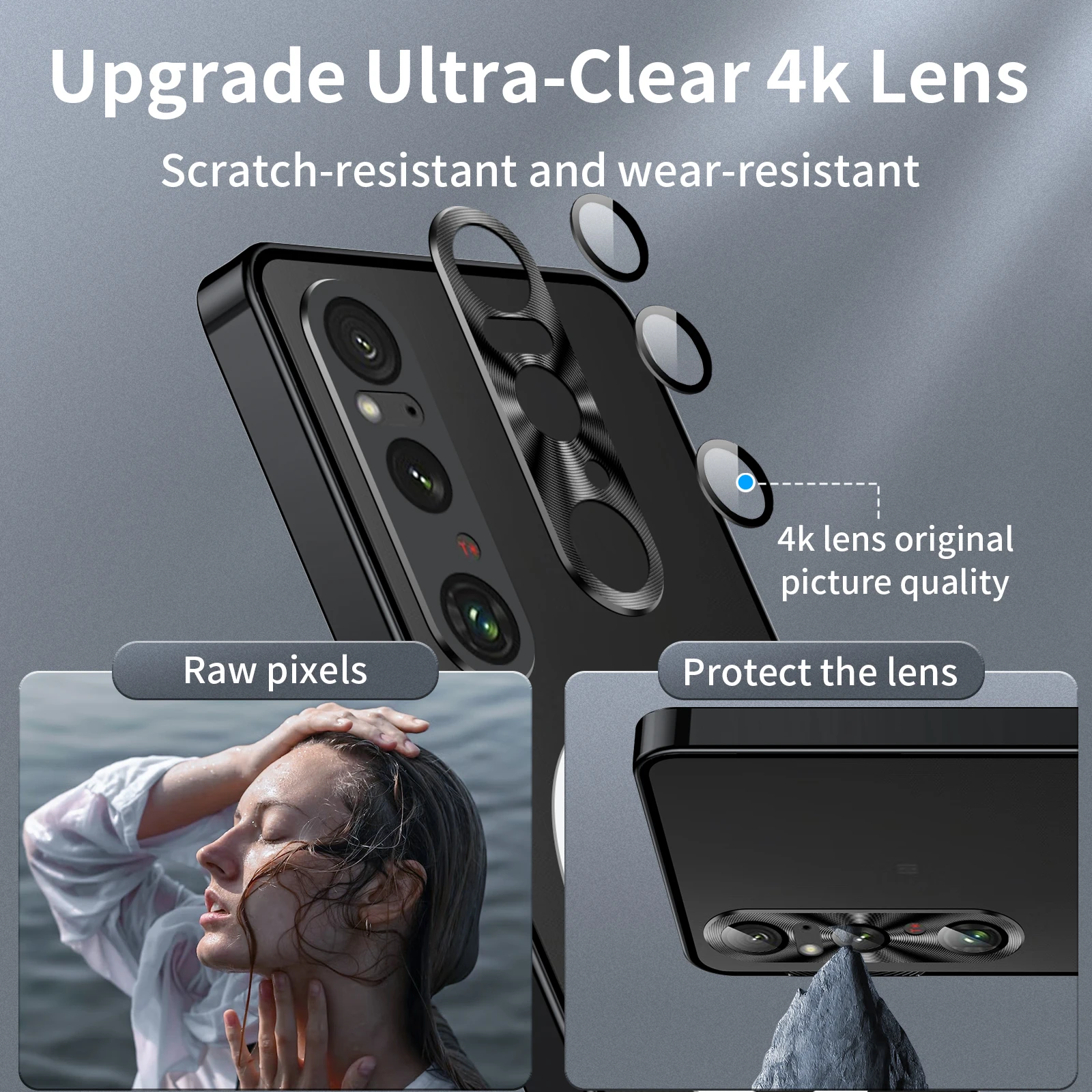 Metal Alloy Magnetic Case For Sony Xperia 1 V 10 IV iii 5 V Aluminum Bumper Frame Clear Transparent Wireless Charger Cover