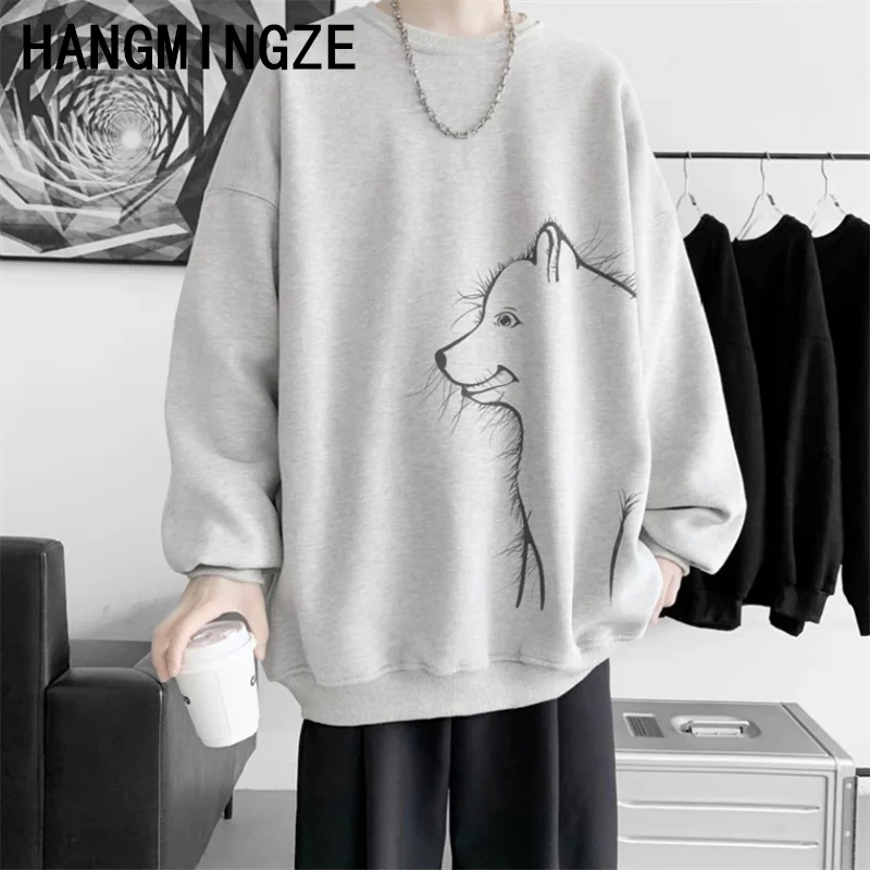 

New Trendy Dog Print Sweatshirts High Quality Couple Fashion Retro Harajuku Hip Hop Hight Street Oversized Sweatshirt Clothing