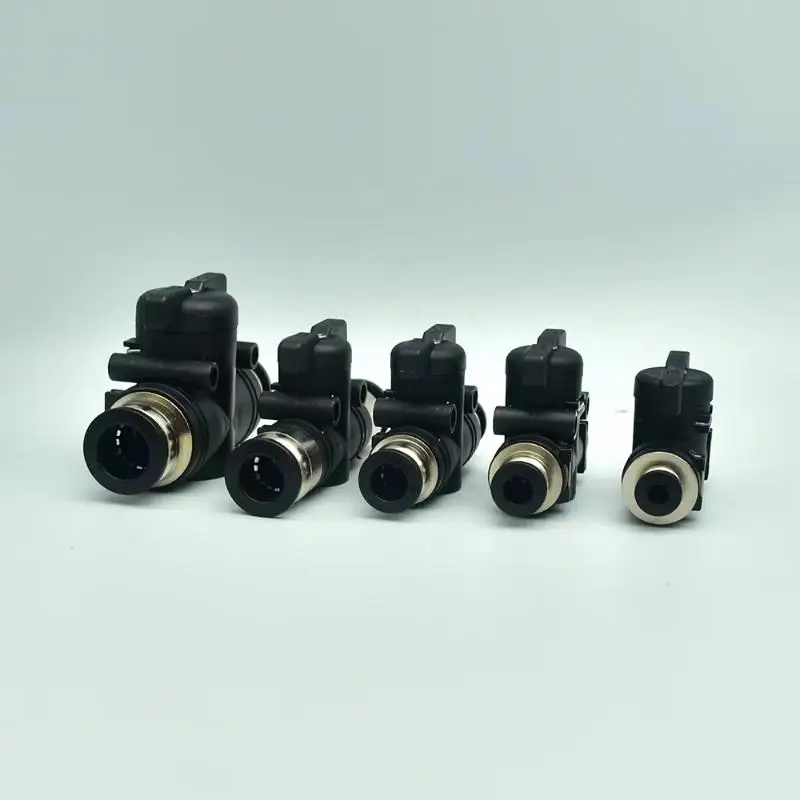 BUC-04/06/08/10/12 Black Pneumatic Push In Quick Joint Connector Hand Valve To Turn Switch Manual Ball Current Limiting