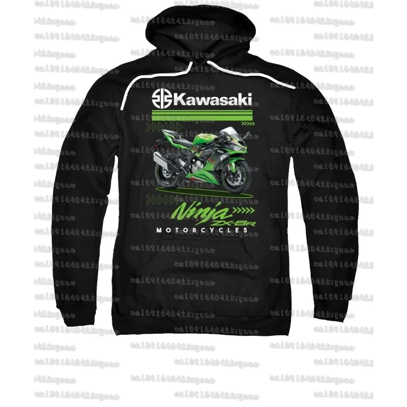 

2025 Kawasaki Motorcycle Long Sleeved Hooded Men Racing Clothes Oversized Breathable Riding Clothes 3D Quick Drying Sports Shirt