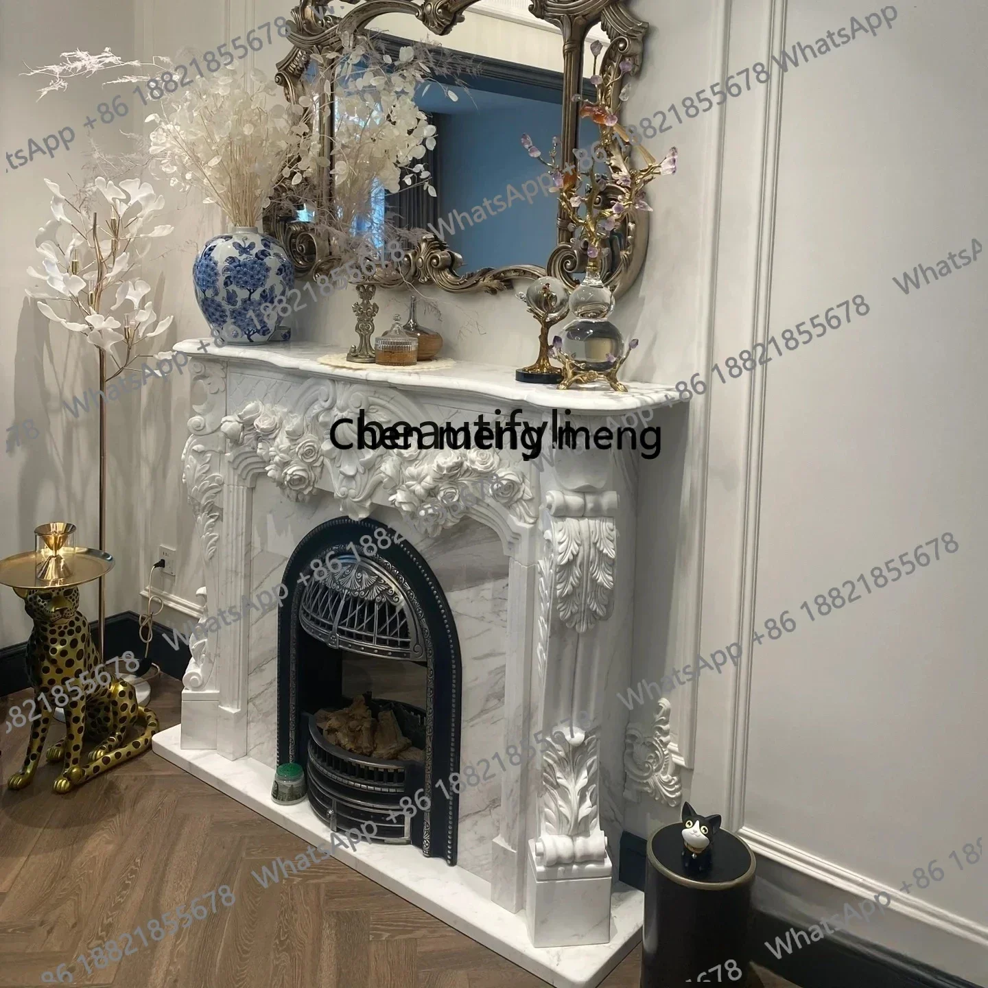 Z183 Marble mantel European living room entrance decoration natural marble carved fireplace