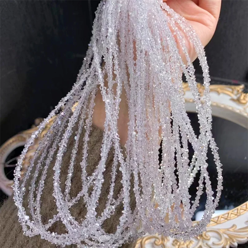 Natural Herkimer Diamond Collarbone Necklace Women Fashion Energy Crystal Round Bead Stretch Bangles Couple Jewelry