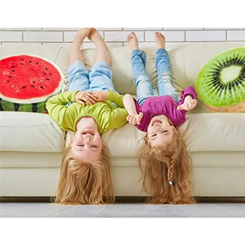 

ABJY-Round Throw Pillows 15 Inch Fruit Pillow, Plush Funny Fruit Stuffed Cushions Toy Seat Pad For Chair,Floor,Sofa,2 Pack