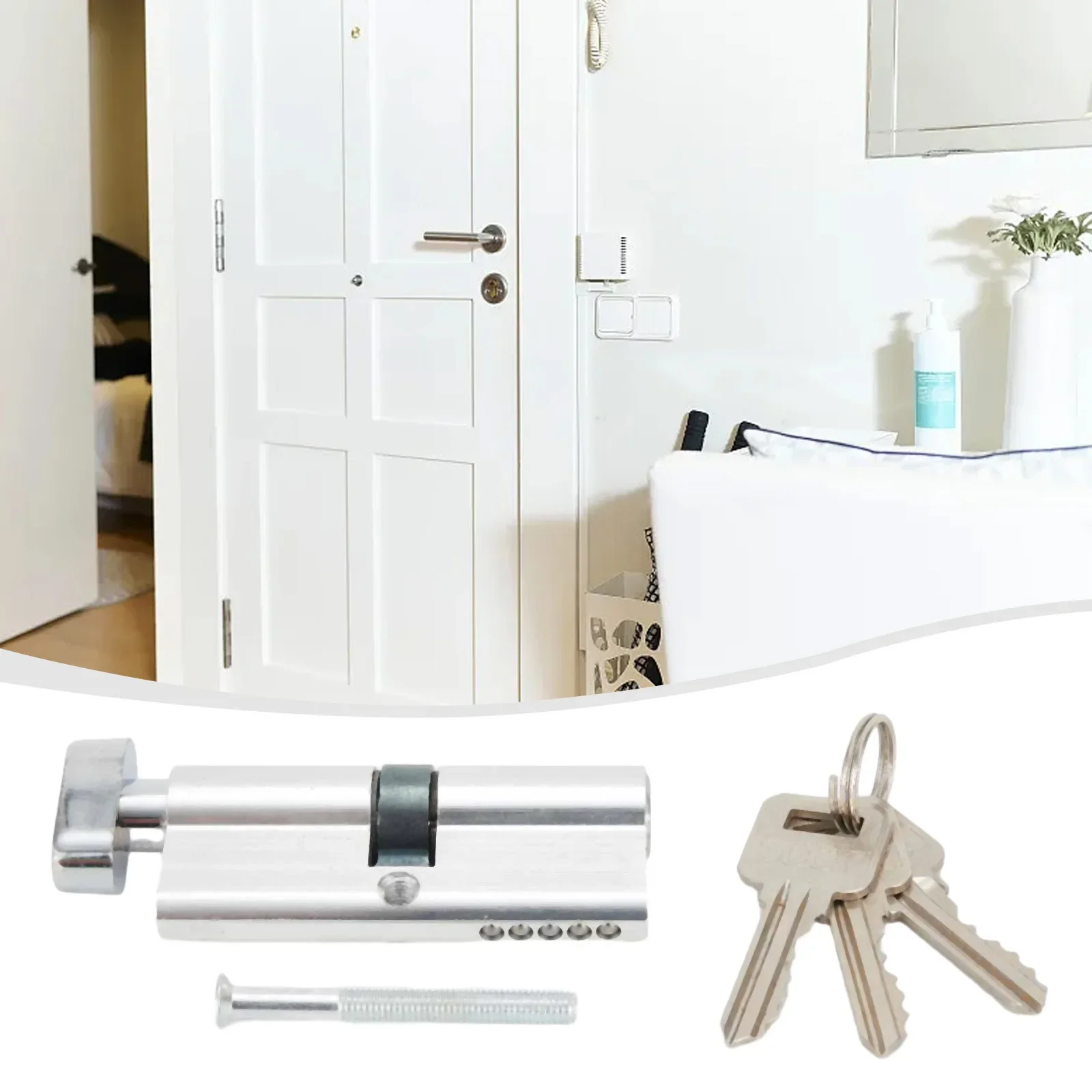 Door Lock Cylinder Thumb Turn Cylinder Door Lock UPVC Anti-Pick 35/35 With 3 Keys 1 Screw Security Furniture Locks Keys