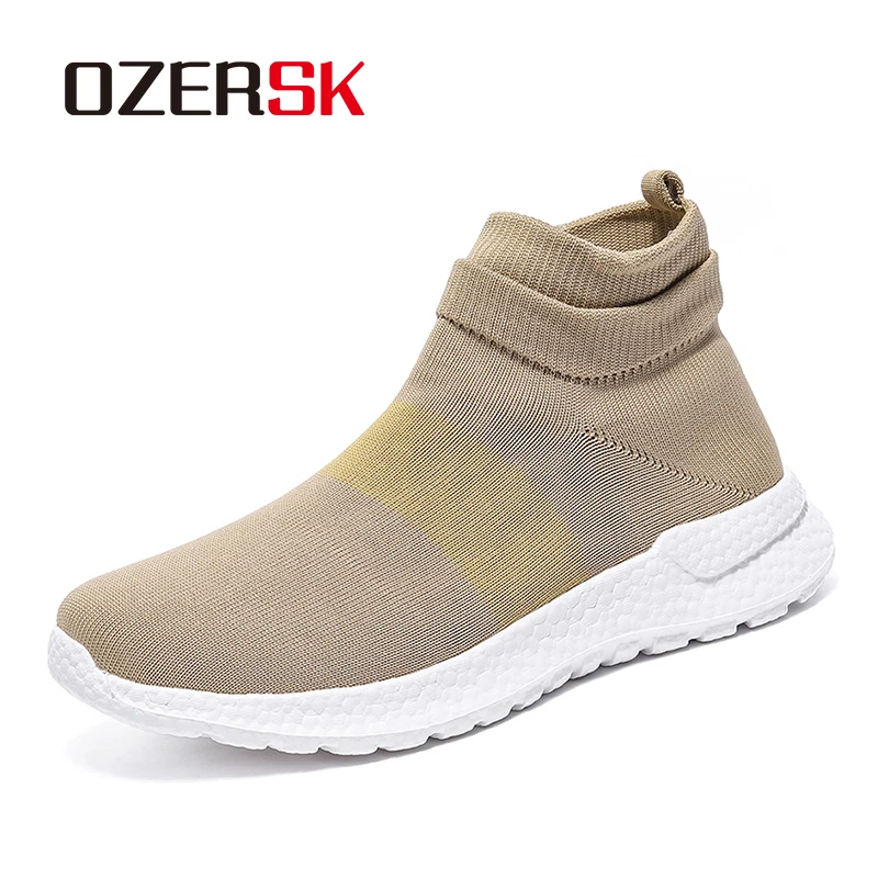 

OZERSK Women Spring Autumn Casual Shoes Fly Stitch Woven Upper Skin-Friendly Mesh Lightweight Breathable Slip-On Sneakers