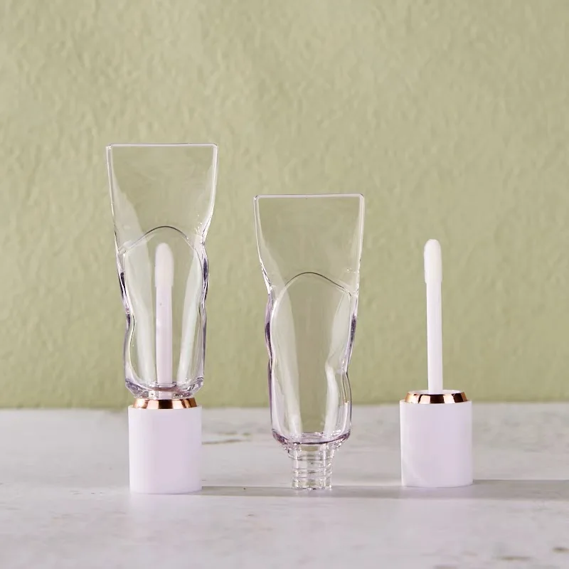 50개입 새 치약 디자인 4ML 빈 립글로스 병 메이크업 라운드 화이트 오렌지 캡 플라스틱 메이크업 립 틴트 튜브 포장