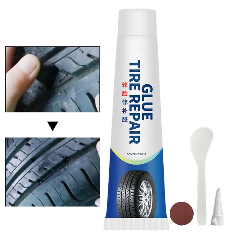 Car Tire Sidewall Glue 2.02oz Waterproof Tire Patch Glue And Sealer Car Hole Filling Glue Impact-resistant Tire Repair Glue