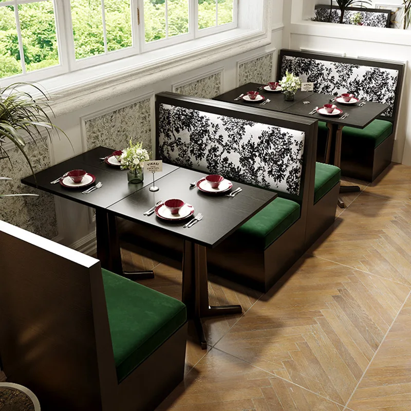 Western Restaurant Dining Table and Chair  Restaurant Solid Wood Retro Style Commercial Table and Chair Booth Sofa