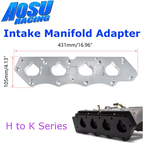 Imagen 1 del producto Brida adaptadora de colector de admisión serie K para la serie H a K para Honda Acura Pro H2K K2H negro plata aluminio anodizado