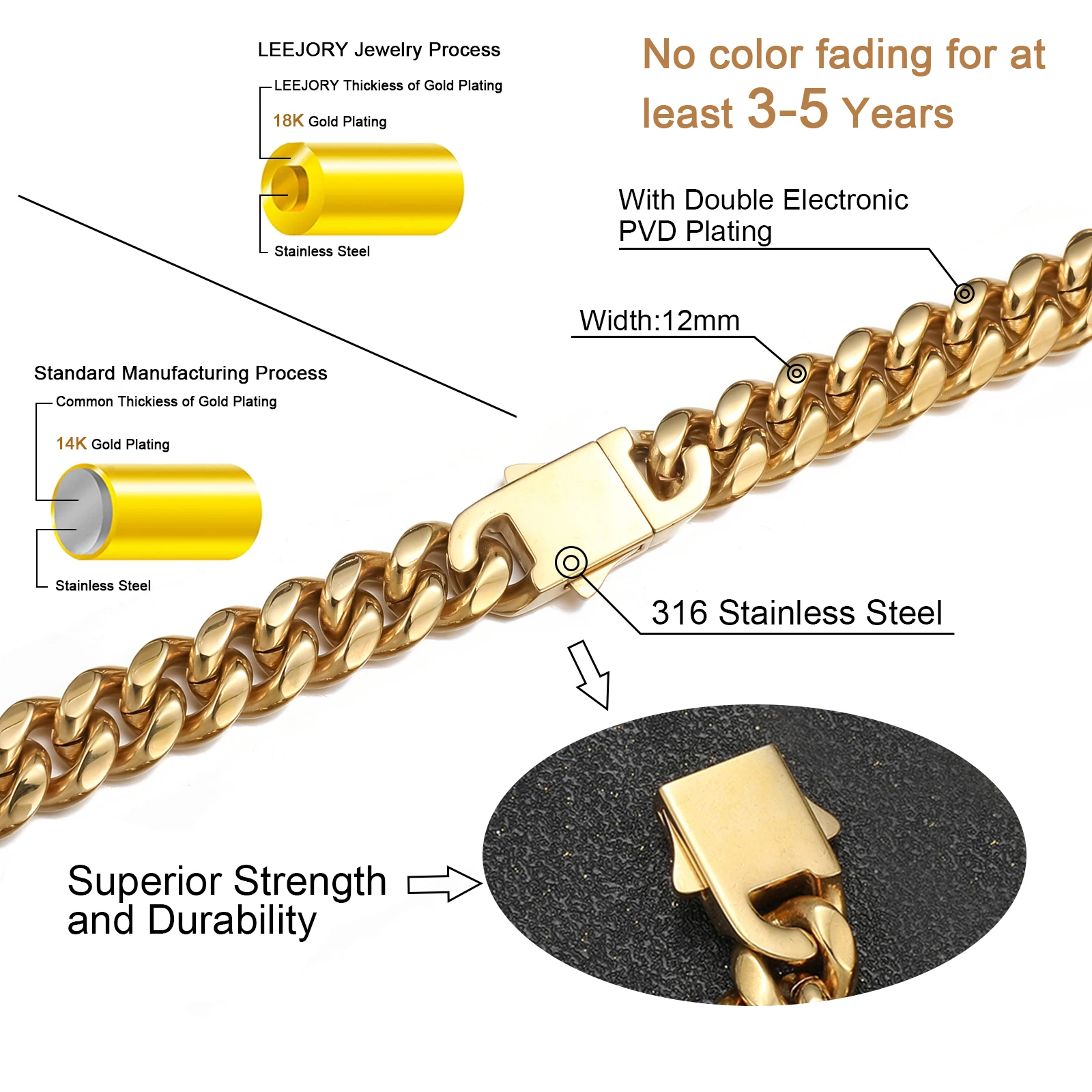 HIP Heavy Miami Cuban Link Chain for Men Women 316L Stainless Steel Necklace 8/10/12MM Choker Jewelry Gift