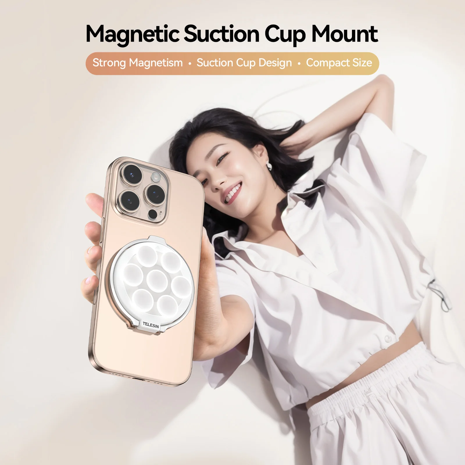 TELESIN Magnetic Phone Grip Stand Phone Suction Cup Hands-Free Mirror Shower Multifunction Phone Holder For iPhone Android - Image 2