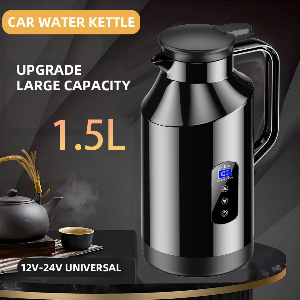 Yangood 1.5L Car Mounted Electric Kettle SUS 304 Material12V &24V Heating Insulation Cup Universal Water Heater For Large Trucks