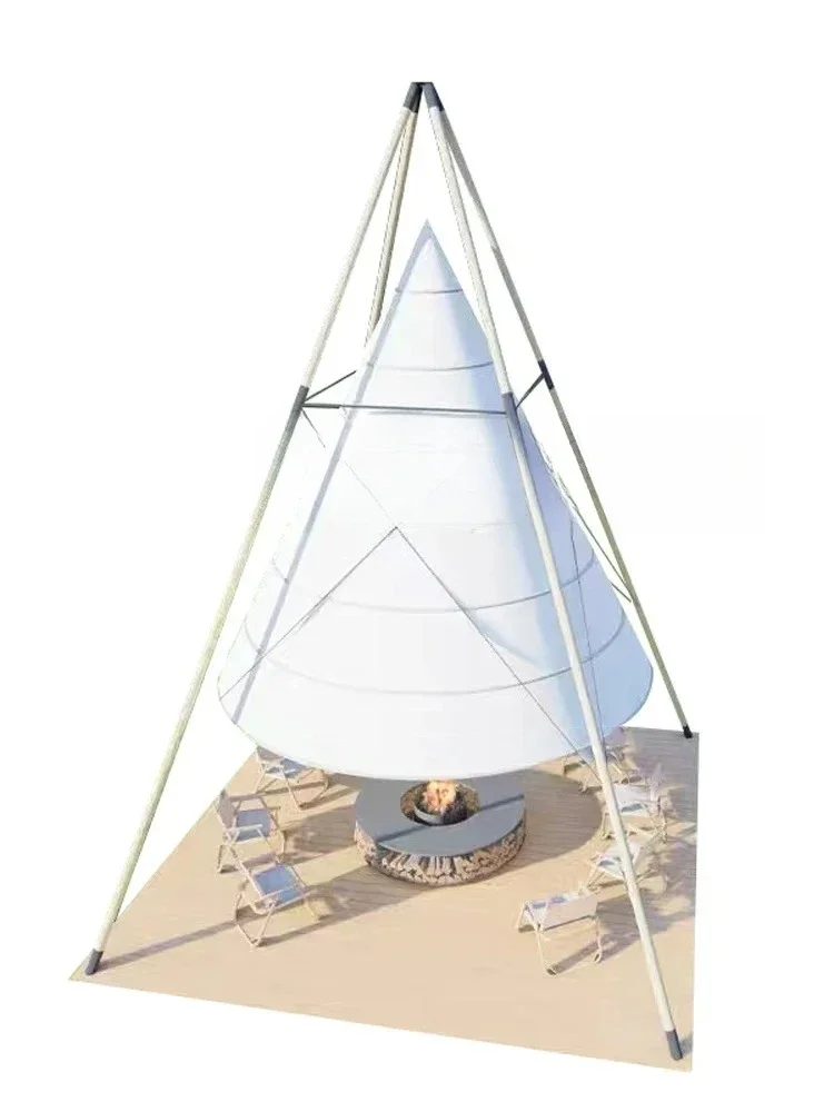 NNOutdoor Lantern Tent Bamboo Cone Lantern Tent Clock In Restaurant Bar Camp Oxford Cloth Canopy