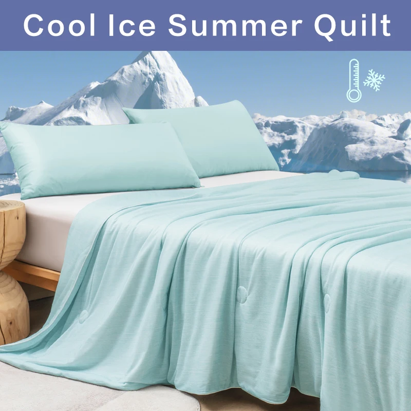 Cooling Blanket for Bed Silky Air Condition Comforter Lightweight Cooled Ice Summer Quilt with Double Side Cold & Cooling Fabric